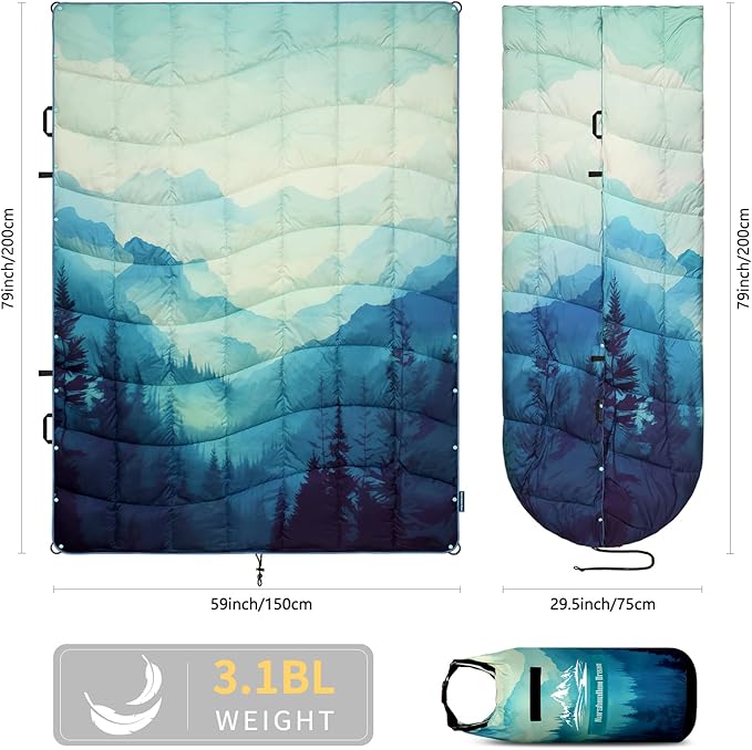 Camping Blanket, Puffy Blankets Lightweight Windproof Resistant for Outdoors,Hiking, Backpacking,Car,Picnic,Stadium