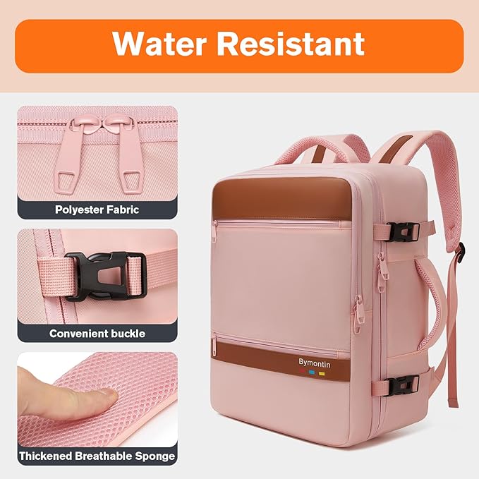 Smart Suitcase-style Laptop Backpack, 25L / 35L Practical Travel Bag for Work, Leisure & Flight, Luggage-Style Commuter Pack (Pink, 35L)