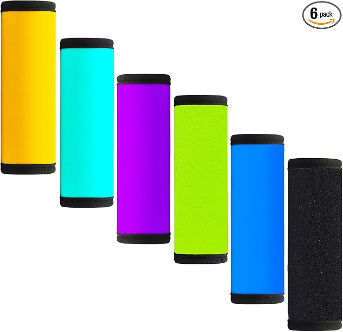 Luggage Handle Wrap 6 Pack-Neoprene Luggage Handle Wraps for Suitcase/Beach Bag/Backpacks Bright Suitcase Identifiers Travel Accessories for Airplane (Black)