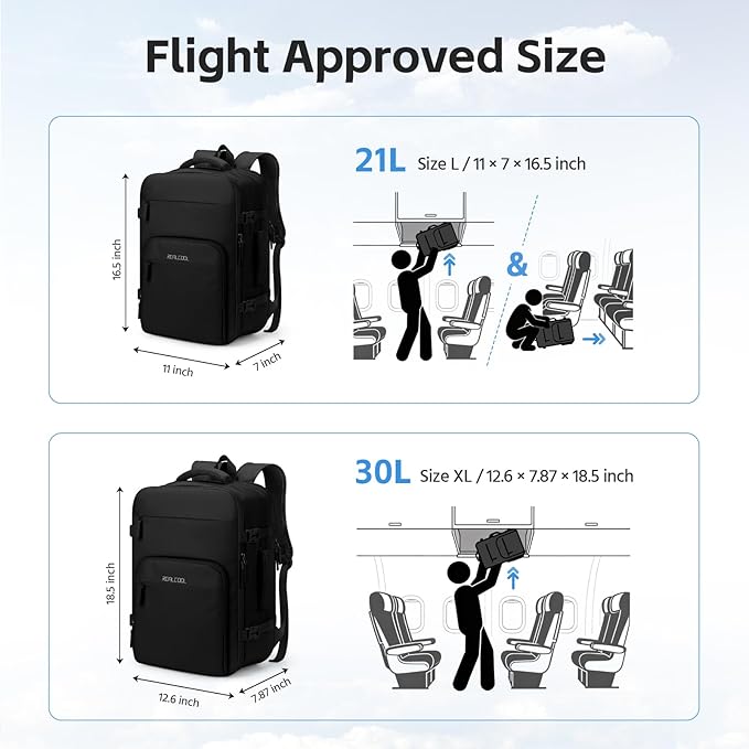 RealCool Travel Backpack for Women Men - Gift for Travelers, Students & Professionals, 15.6 Inch Laptop Carry On Backpack, TSA Flight Approved, College School Business Weekender Daypack-Black