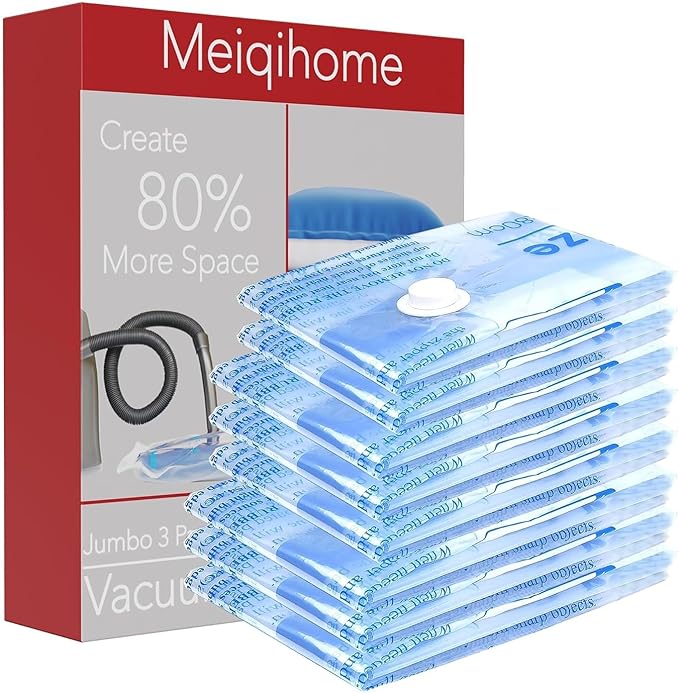 MEIQIHOME Vacuum Storage Bags, Space Saver Sealer Bags,Vacuum seal bags for clothing, Pillows, Comforters, Blankets, Bedding,Travel,8 MEDIUM