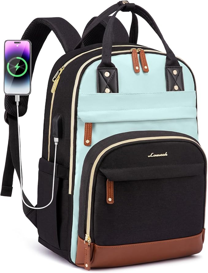 LOVEVOOK Backpack for Women,Laptop Backpack Women,Fits 17 Inch Laptop Bag,School Backpacks,Fashion Travel Work Anti-theft Bag,Waterproof Business Computer College Backpack Purse,Black-Light Blue