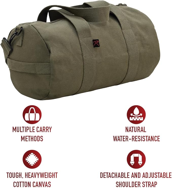 Rothco Heavy-Duty Canvas Shoulder Duffle Bag - Rugged Travel Gym Gear Equipment Bag