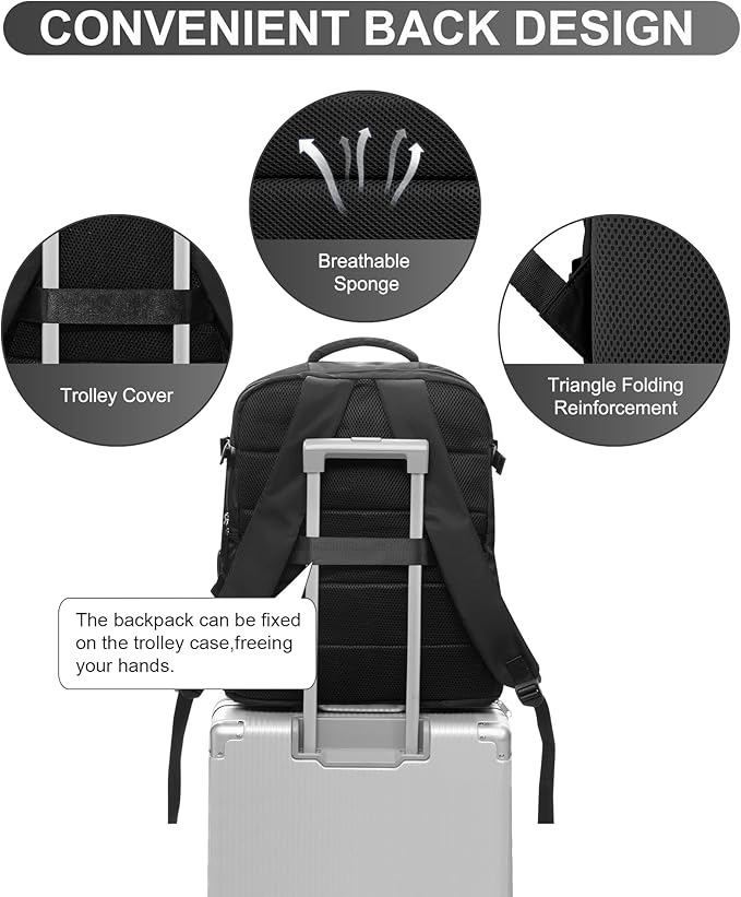 WONHOX Large Travel Backpack Carry on Flight Approved Laptop Work Business Backpack for Women Men Mochila de Viaje