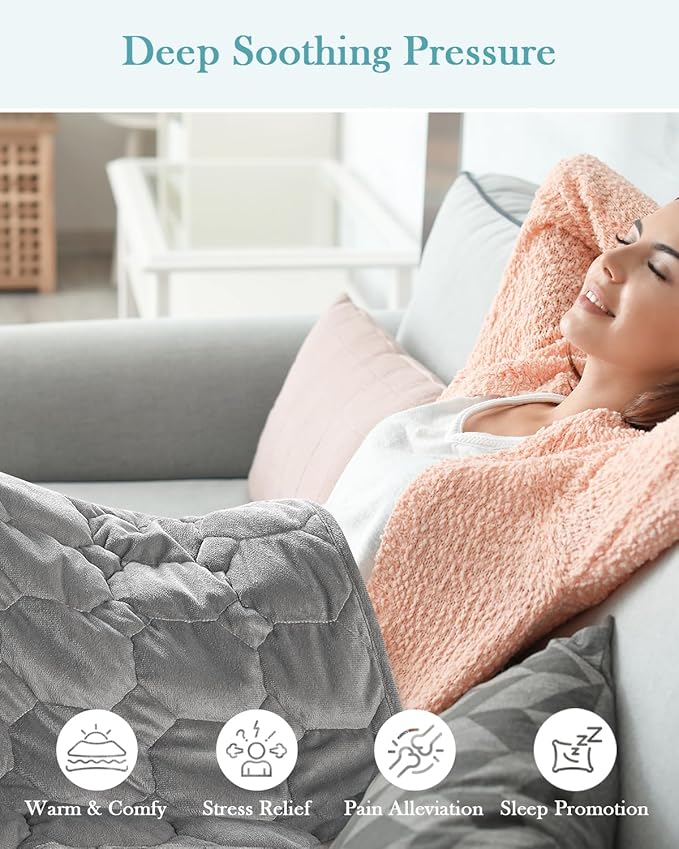 Topblan Weighted Lap Blanket 5lbs for Adults, Small Weighted Blanket Throw for Napping, Relaxation, Calming and Travel, Skin Friendly & Machine Washable for All-Season Sleeping
