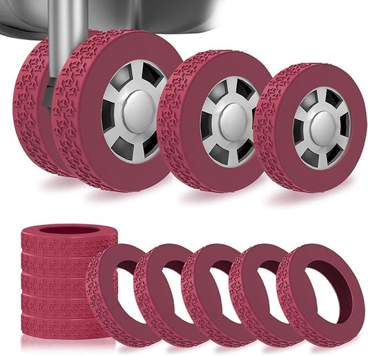 10 Pack Luggage Wheel Covers, 3 Size Protector Cover for 2.09-2.36" Suitcase Spinner Wheels, Upgraded Wear-Resistant, Silent, Shock Absorption Luggage Accessories for Carry-On Travel (Red, M)