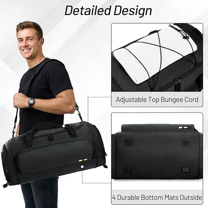 MIER Large Gym Bag for Men Sports Duffle Bag with Shoe Compartment 60L Lightweight Duffel Bags for Workout Fitness Travel