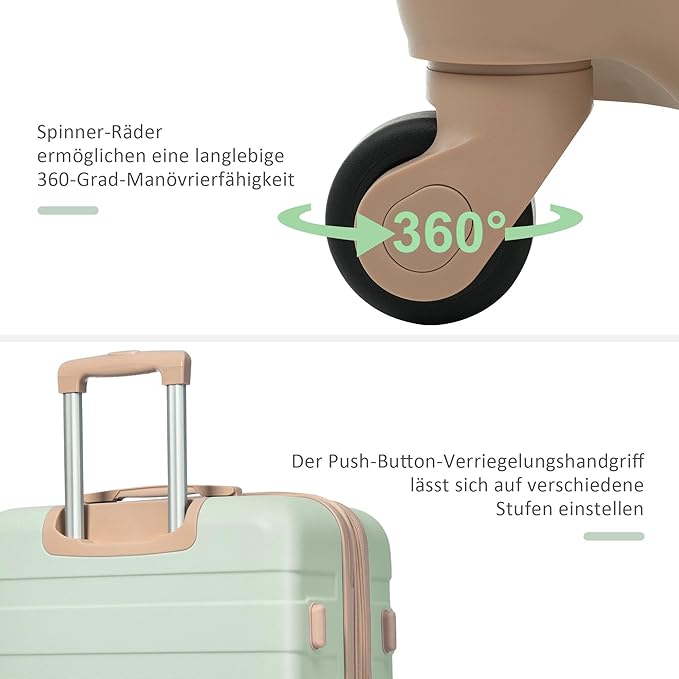 Merax 3 Piece ABS Hardshell Luggage Sets Spinner Wheel Suitcase