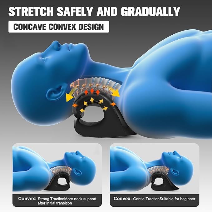Neck Stretcher and Cervical Traction Device, Relaxer for TMJ Pain and Shoulder Pain Relief, Cervical Traction Device Pillow, Spine and Neck Corrector(Black)