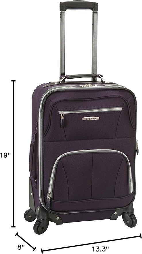 Rockland Pasadena Softside Spinner Wheel Luggage, Purple, Carry-On 20-Inch (F2281-PURPLE)