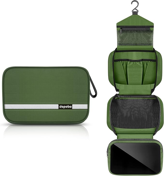 dopobo Travel Toiletry Bag for Women, Dopp Kit for Men, Waterproof Makeup Bag Shaving Bag with Hanging Hook, Portable Toiletry Organizer for Traveling and Camping