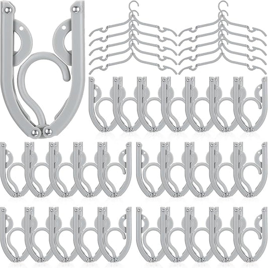 Sieral 40 Pcs Foldable Travel Hangers Plastic Portable Folding Clothes Hangers Cruise Ship Essentials for Travel Cruises Suitcase Dormitory School Hotel Women Laundry Coat Bag Drying (Gray)