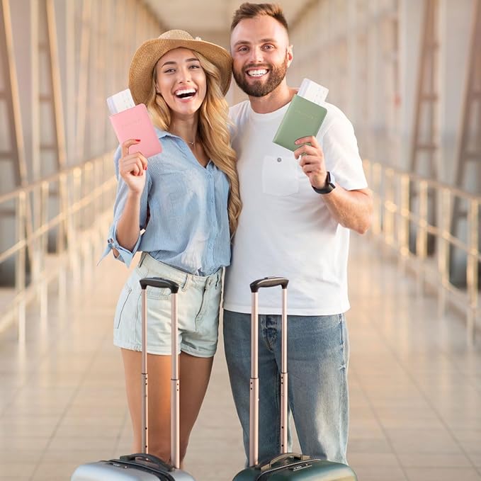 2 Pcs Passport Cover Holder for Travel Waterproof Leather Passport Wallet Case Book Travel Cruise Essentials for Women Men | 2 Pieces, Bridal, Holder, Waterproof, Holder Covers, Travel Wallet