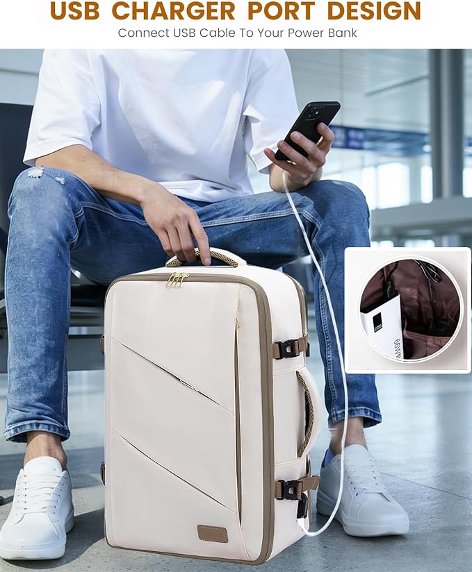 LOVEVOOK Travel Carry on Backpack, Large 40L Personal Item Travel Bag for Men & Women Flight Approved with 3 Packing Cubes, Suitcase Water Resistant Luggage Daypack Business Weekender Bag