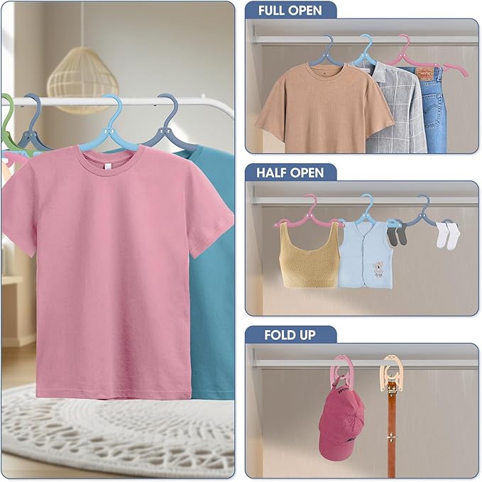 30 Pcs Travel Hangers Portable Foldable Travel Hanger Organizer, Plastic Cruise Essentials Clothes Drying Rack Folding Hangers for Camping Flying RV Europe Vacation Essentials Suitcase, Multicolor
