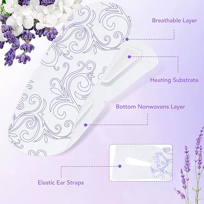 XPCARE 60 Pack Steam Eye Masks for Dry Eyes, SPA Warm Sleep Eye Mask, Disposable Heated Eye Mask for Dark Circles, Puffy Eyes, Relief Stress Eye Fatigue(Lavender)