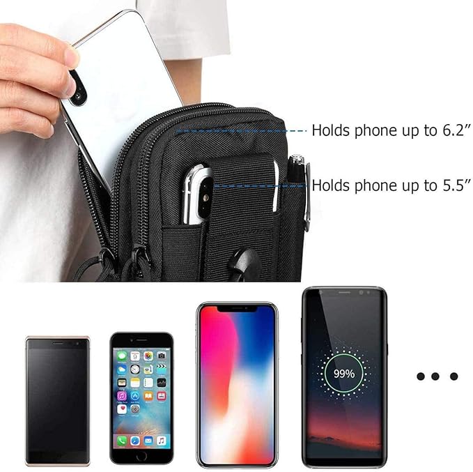 Tactical Molle Pouch, Universal EDC Waist Bag Belt Pouches, Outdoor Belt Bags Gear Tool Gadget Pocket with Cell Phone Holster
