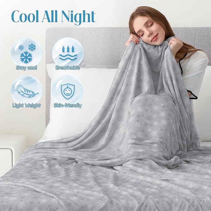 OIGAE Cooling Blanket for Hot Sleepers - Soft & Lightweight Summer Cold Blanket for Night Sweats | Perfect for Bed, Couch, Sofa (Light Grey, Twin 60" x 80")