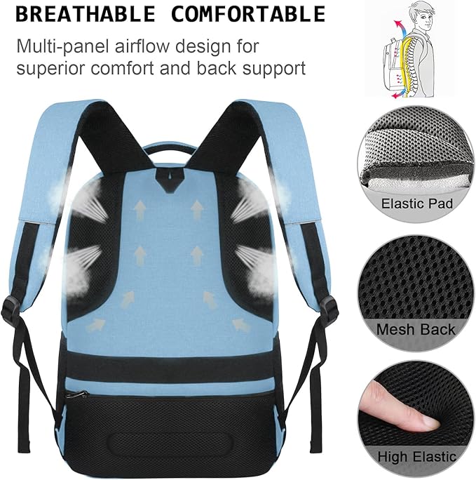 Volher Laptop Backpack,Business Travel Anti Theft Slim Durable Laptops Backpack,Water Resistant College Computer Bag for Women & Men Fits 15.6 Inch Laptop and Notebook-Pale Blue