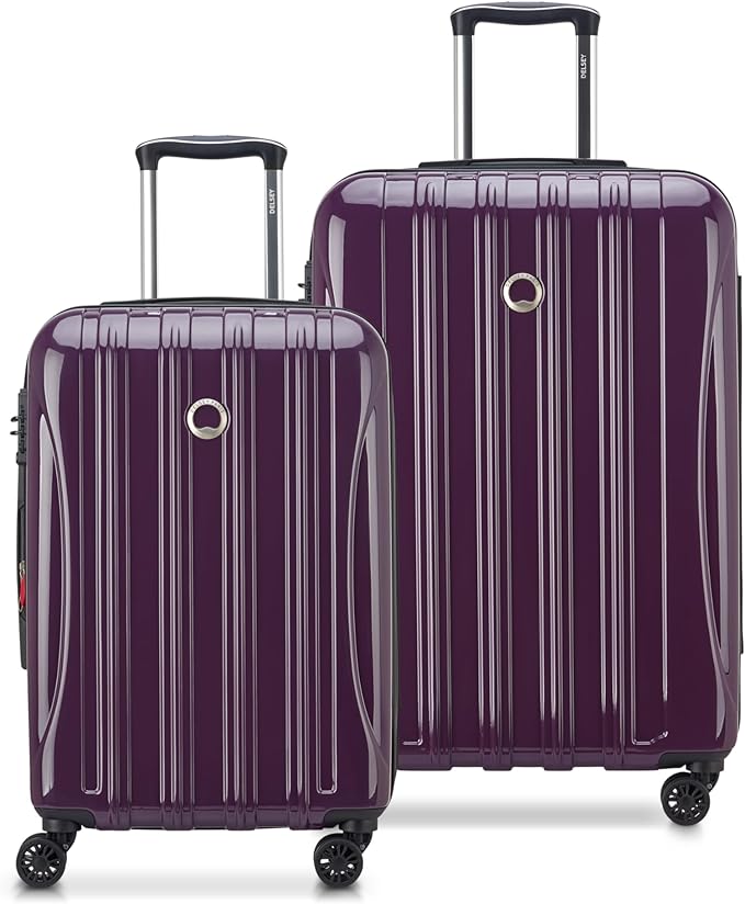 DELSEY PARIS Helium Aero Hardside Expandable Luggage with Spinner Wheels, Plum, 2-Piece Set (21/24)