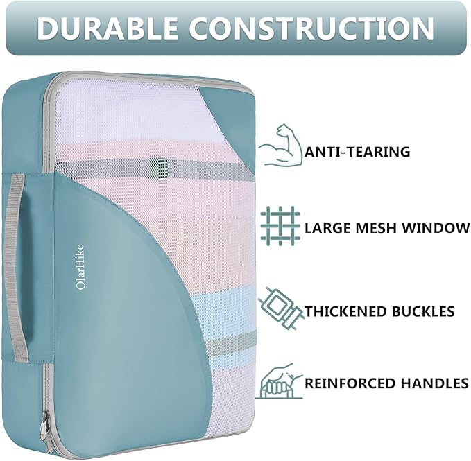 8 Set Packing Cubes for Travel, Gifts for Women Mom,Anti-Tearing Suitcase Organizer for Luggage with Shoe & Hanging Toiletry Bag,OlarHike Vacation Essentials & Accessories for Cruise Ship