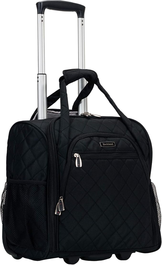Rockland Melrose Upright Wheeled Underseater Carry-On Luggage, Black, 15-Inch
