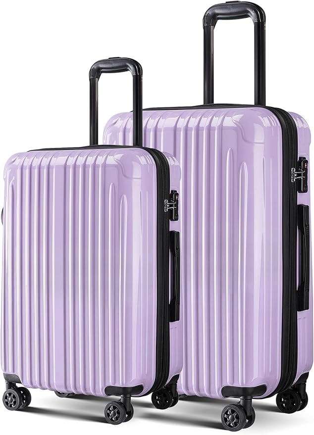 Carry on Luggage 2 Piece（20in/24inch - Airline Approved Suitcases with Spinner Wheels, Built-In TSA Lock，Hard Shell Expandable Suitcases