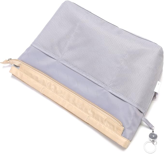 iN. Purse Organizer Insert with zipper, Nylon fabric Storage Bag with handles, for womens Handbags & Tote bags, neverfull, lightweight small sized Beige