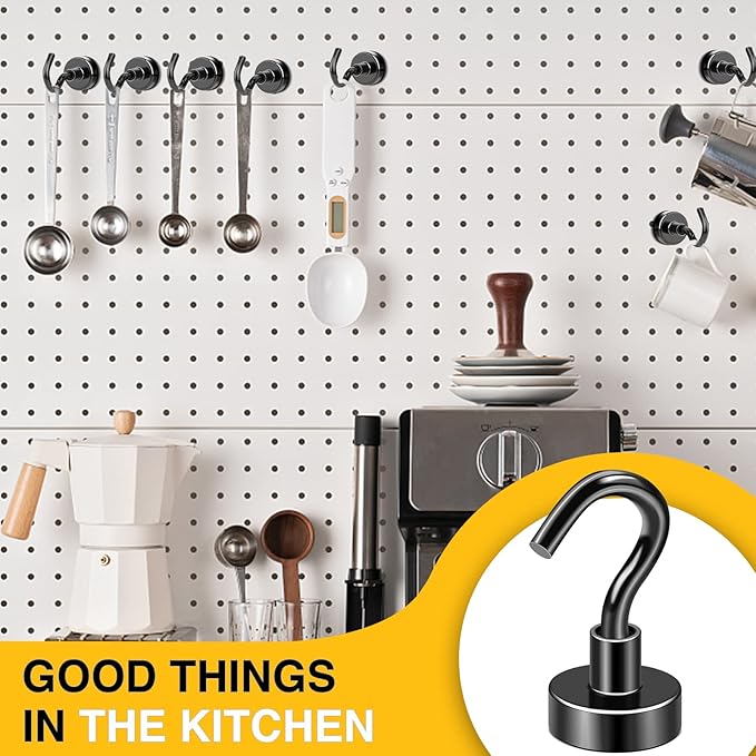 DIYMAG Magnetic Hooks, 30lbs+ Magnet Hook 2026 Cruise Cabin Ship Essentials Heavy Duty Strong Magnets Refrigerator Fridge Hanging for Classroom Beach Vacation Kitchen Grills Home 6 Pack (Black)