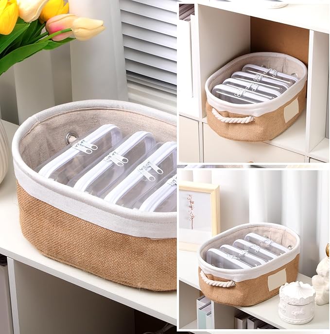 Sanwuta 6 Pcs Clear Hard Zipper Case Plastic Zipper Pouches Transparent Makeup Bag Pencil Case Pouches Toiletry Diaper Bag for Travel Toy Storage Organizer Bins(White,7.48 x 3.94 x 2 Inch)
