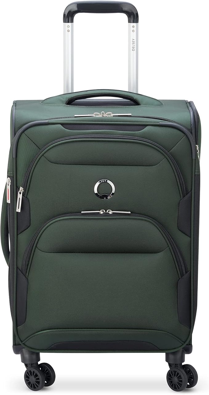 DELSEY PARIS Sky Max 2.0 Softside Expandable Luggage with Spinner Wheels, Green, Carry-on 21 Inch