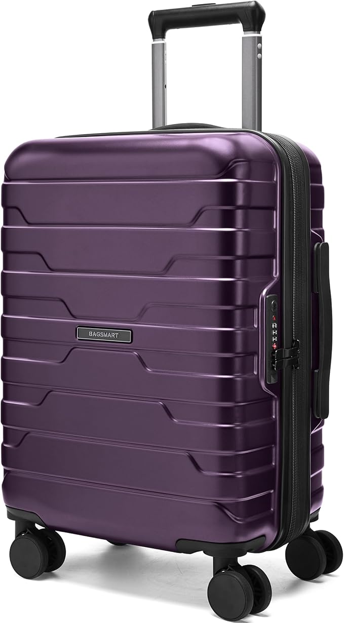 BAGSMART Carry On Luggage 22x14x9 Airline Approved with Spinner Wheels,Lightweight 20 Inch Luggage with TSA Lock,Expandable Hard Shell Carry On Suitcases for Men Women,Purple