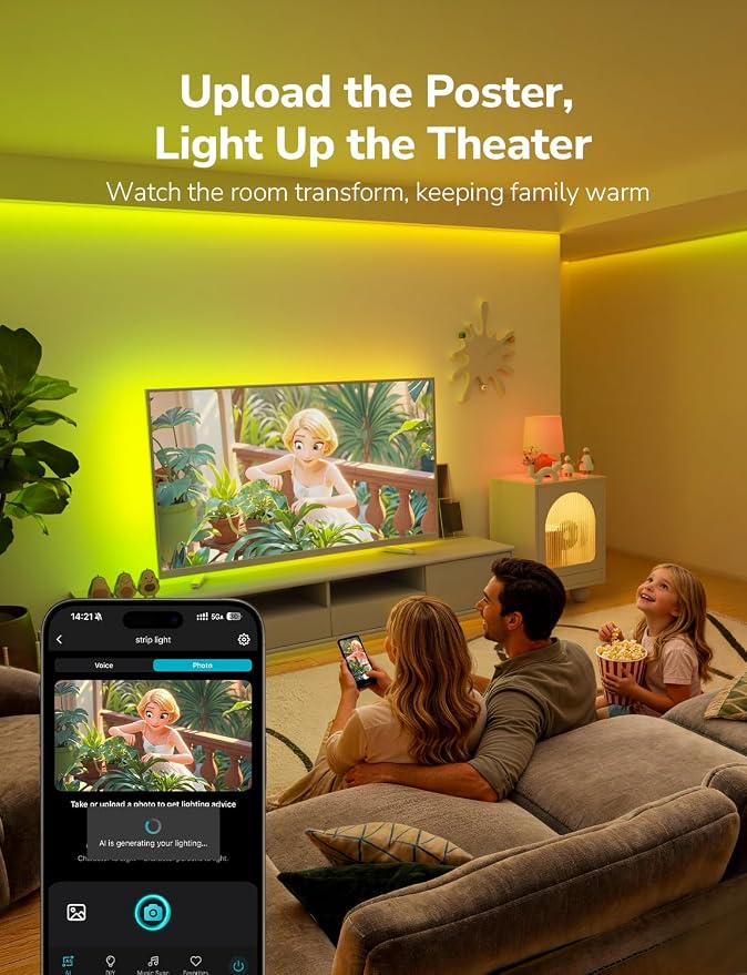 Lepro S1 AI Smart LED Strip Lights with IC 50FT 2.4G WiFi Bluetooth | AI lighting designer,Rainbow chasing effects,Color segment DIY,Music sync,High density LEDs,Holiday Decor,Bedroom,Room,Gaming