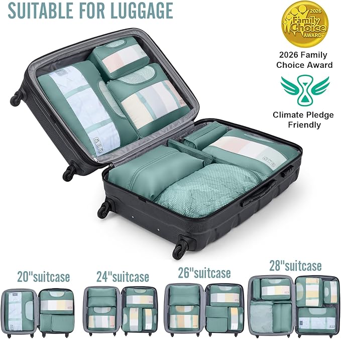 Veken 10 Set Packing Cubes for Travel Essential, Suitcase Organizer Bags in 4 Sizes, Carry-On Luggage Accessories with Large Laundry & Hanging Toiletry Bag, Must-Have for Airplane, Road Trip & Camping