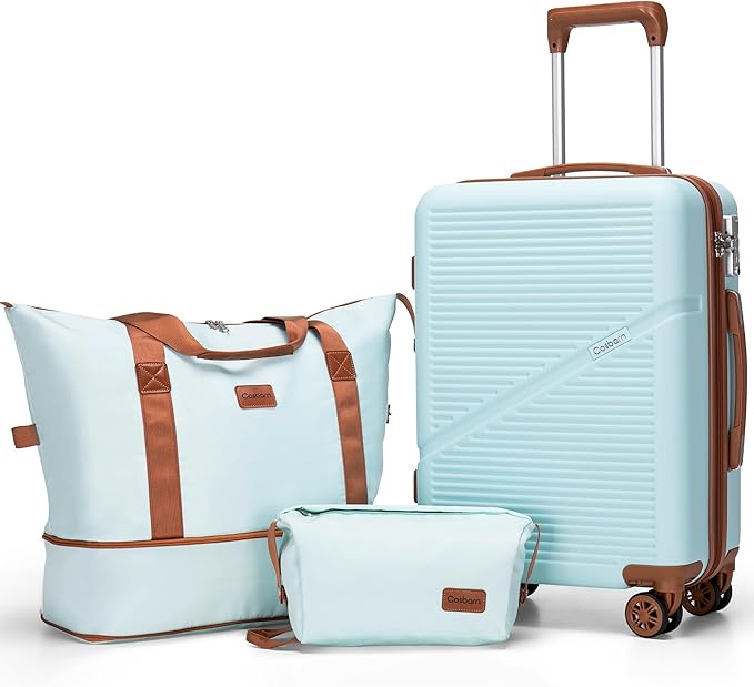 Carry On Luggage Set 22x14x9 Airline Approved, 3 Piece 20 Inch Lightweight ABS Hardside Suitcases with Wheels and TSA Lock, Durable Waterproof Travel Suitcase for Men Women