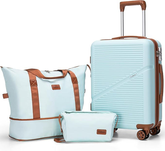 Carry On Luggage Set 22x14x9 Airline Approved, 3 Piece 20 Inch Lightweight ABS Hardside Suitcases with Wheels and TSA Lock, Durable Waterproof Travel Suitcase for Men Women