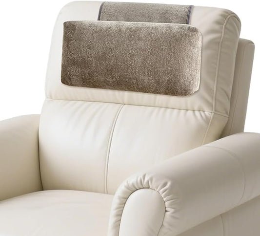 Chenille Neck Pillow for Sofa - Adjustable Headrest, Non-Slip Neck Support Cushion for Pain Relief, Comfortable Chair Pillow, Coffee