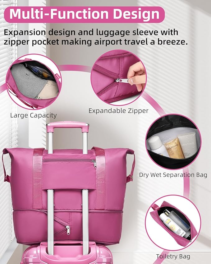LARVENDER Luggage Sets 6 Piece Hardside Expandable Suitcase with Wheels TSA Lock, PC+ABS Hardshell Lightweight Travel Luggage Sets for Women, Glossy Berry, 6 Piece Set
