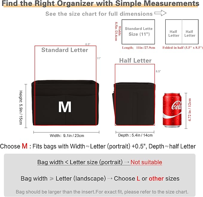 Purse Organizer Insert, Handbag Organizer with Zipper, Tote Shaper with Cup Holder & Keychain, Compatible with LV, Neverfull, MK, COACH, Longchamp, Kate Spade – Black Med