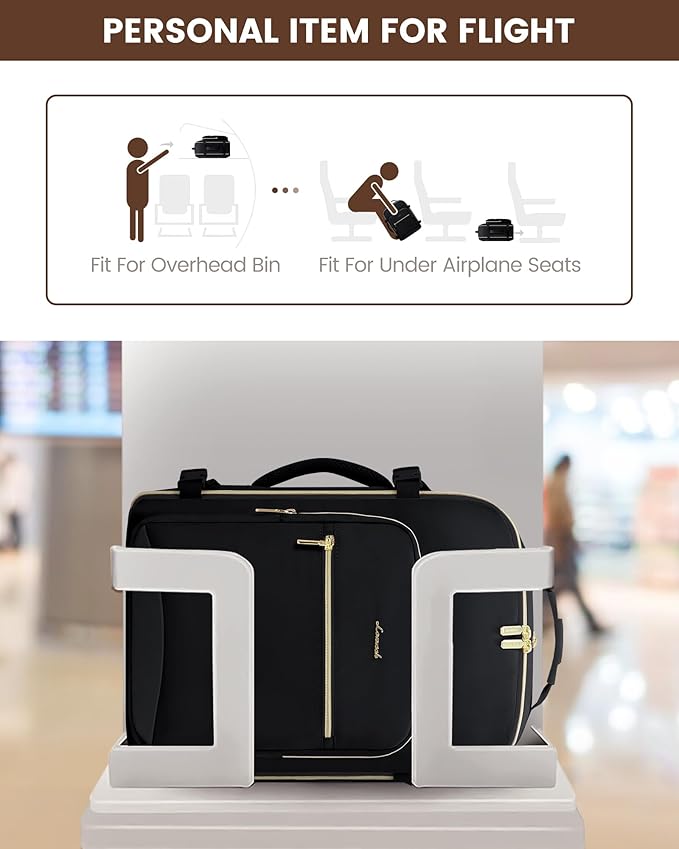 LOVEVOOK Travel Backpack for Women & Men 50L,Airline Approved Carry On Backpack Travel Essentials,TSA Carry on Luggage,Waterproof Personal Item Travel Bag,Suitcase with 3 Packing Cubes,Black-Black