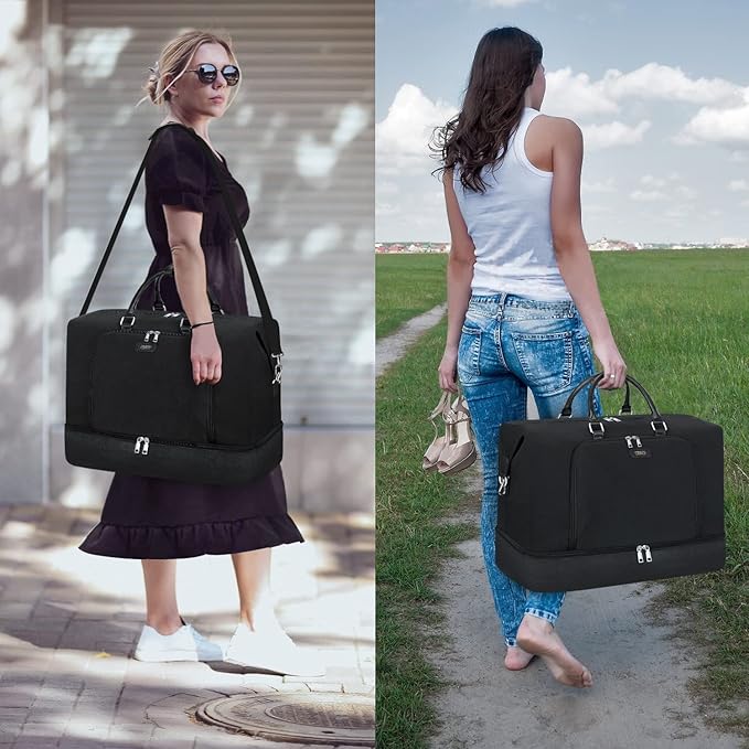 Travel Weekender Bag for Women, 21" Overnight Bag with Shoe Compartment 50L Large Travel Duffel Bag Carry On Tote for Weekend, Overnight, Business Trips, Water Resistant