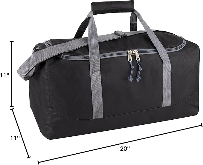 20 Inch, 40 Liter Duffel Bag for Men, Women Travel Weekender Overnight Carry-on Shoulder Duffel Tote Bag (Black)