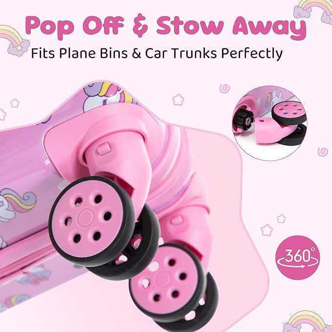 Kid’s Luggage Set 6 Piece Suitcase Set 16’’ Hardside Luggage with Spinner Wheels Girls Boys Carry on Luggage Travel Rolling Luggage Airline Approved
