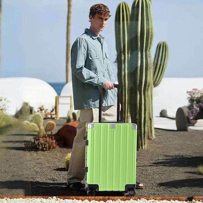 Krute Carry On Luggage 20 inch Aluminum Frame Luggage with Spinner Wheels Hardshell No Zipper PC+ABS TSA Lock Zipperless Suitcases