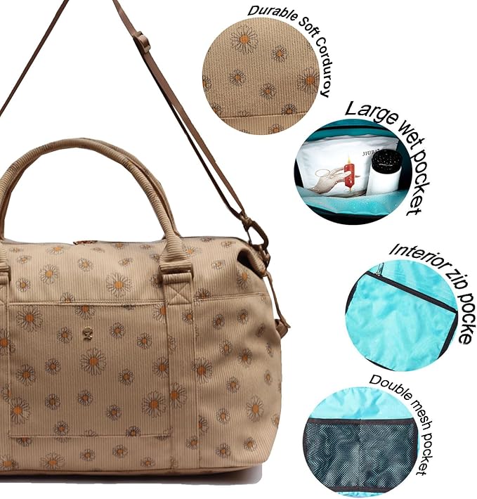 ESVAN Travel Tote Duffel Gym Bag,Weekender Overnight Carry-on Tote Crossbody Bag with Wet Pocket and Trolley Sleeve Upgraded