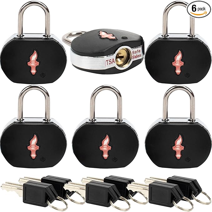 TSA Keyed Luggage Locks (6-Pack) - TSA Approved Lock for Suitcases, Backpacks, Gym Lockers & School Bags | Compact & Durable ABS w/Electroplated Rings