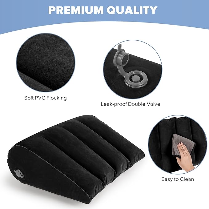 Inflatable Wedge Pillow for Traveling, Portable Blow up Travel Wedge Pillow for Sleeping in Bed, Fast Inflation & Deflation Inflatable Bed, Ideal for Home, Travel, and Outdoor