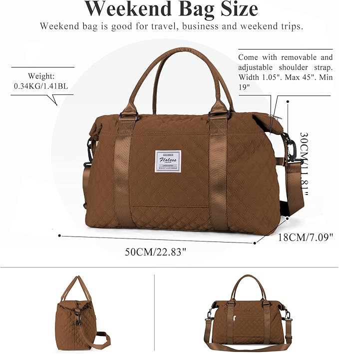 HYC00 Travel Duffel Bag,Carry-on Overnight Weekender Bags for Women,Sports Tote Gym Bag with Wet Pocket