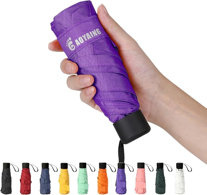 GAOYAING Small Mini Umbrella with Case Light Compact Design Perfect for Travel Lightweight Portable Parasol Outdoor Sun&Rain Umbrellas 34 Inches
