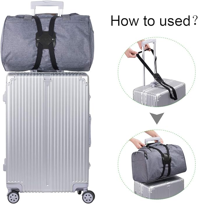 Luggage Straps for Suitcases, Travel Belt for Luggage Over Handle, Adjustable High Elastic Luggage Straps for Suitcases TSA Approved for Connecting Your Luggage (1 Pack Black)